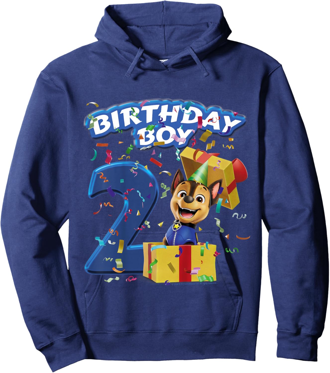 Official Paw Patrol Chase Birthday Boy Age 2 Confetti Hoodie - Hoodie | Navy