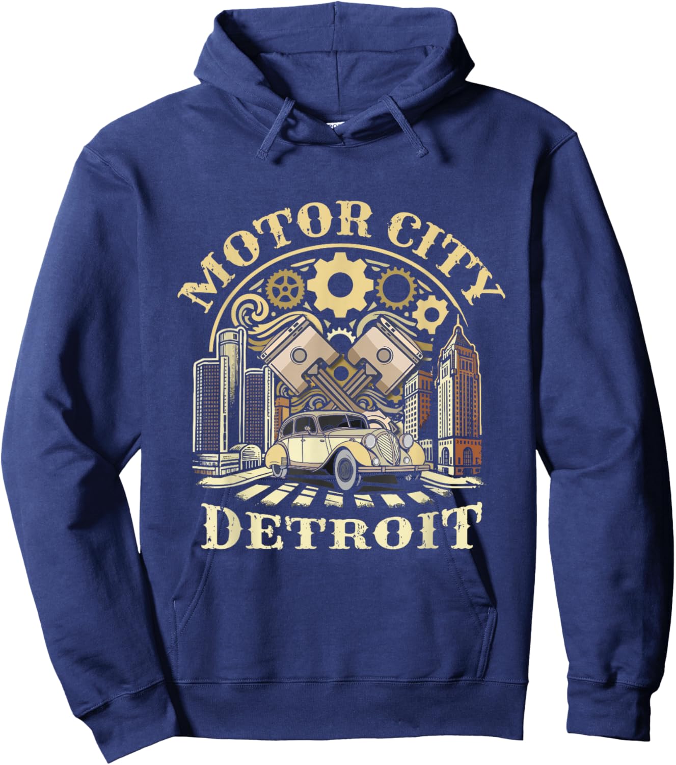 Motor City Detroit Souvenir Cars Michigan Detroit Hoodie - Hoodie | Navy