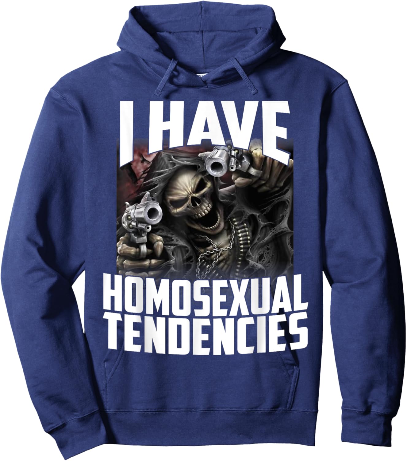 I Have Homosexual Tendencies Funny Cringe Hard Skeleton Meme Hoodie - Hoodie | Navy