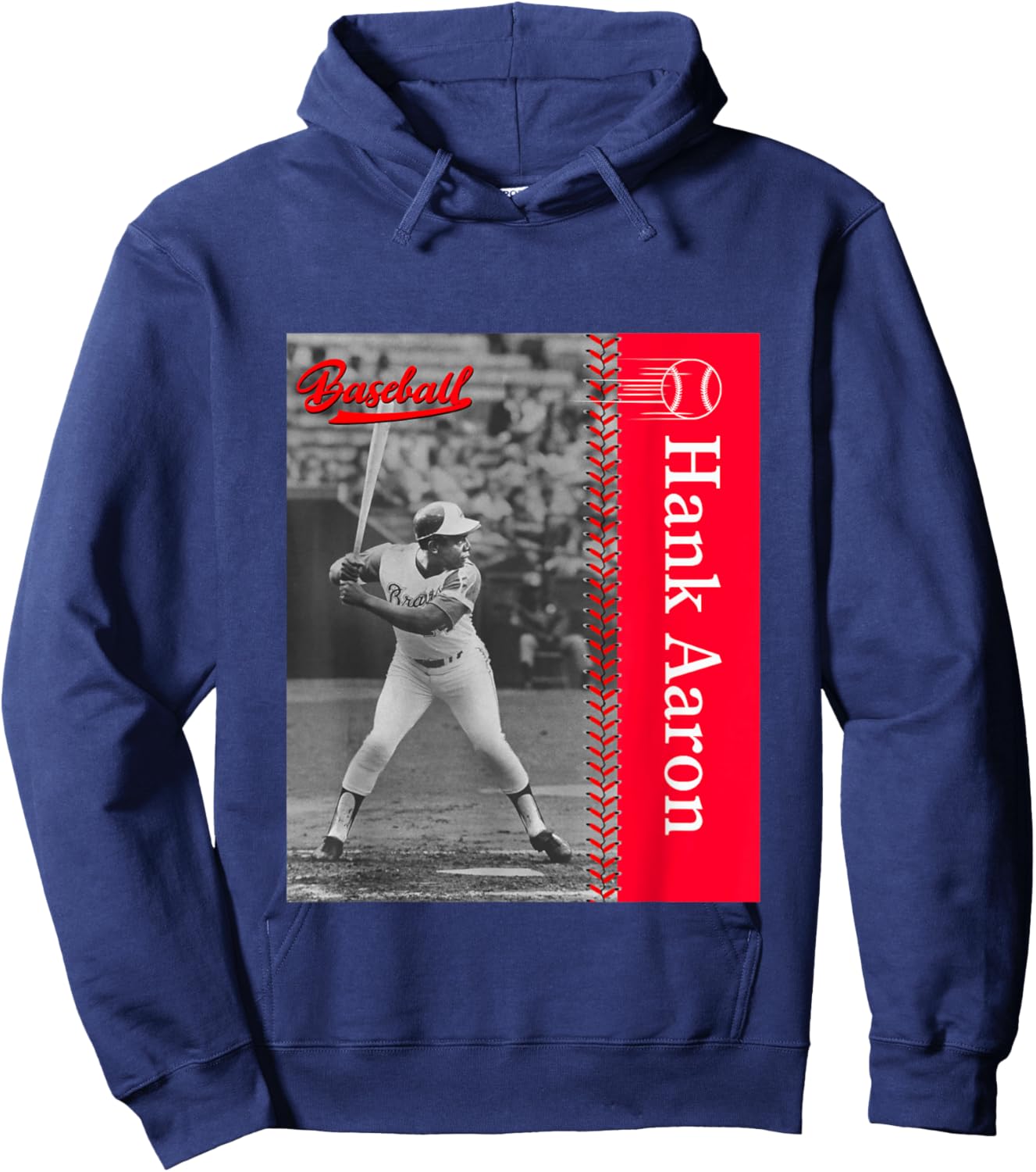 Great Moment Store Hank Aaron_Baseball_001 , Small, Black Hoodie - Hoodie | Navy