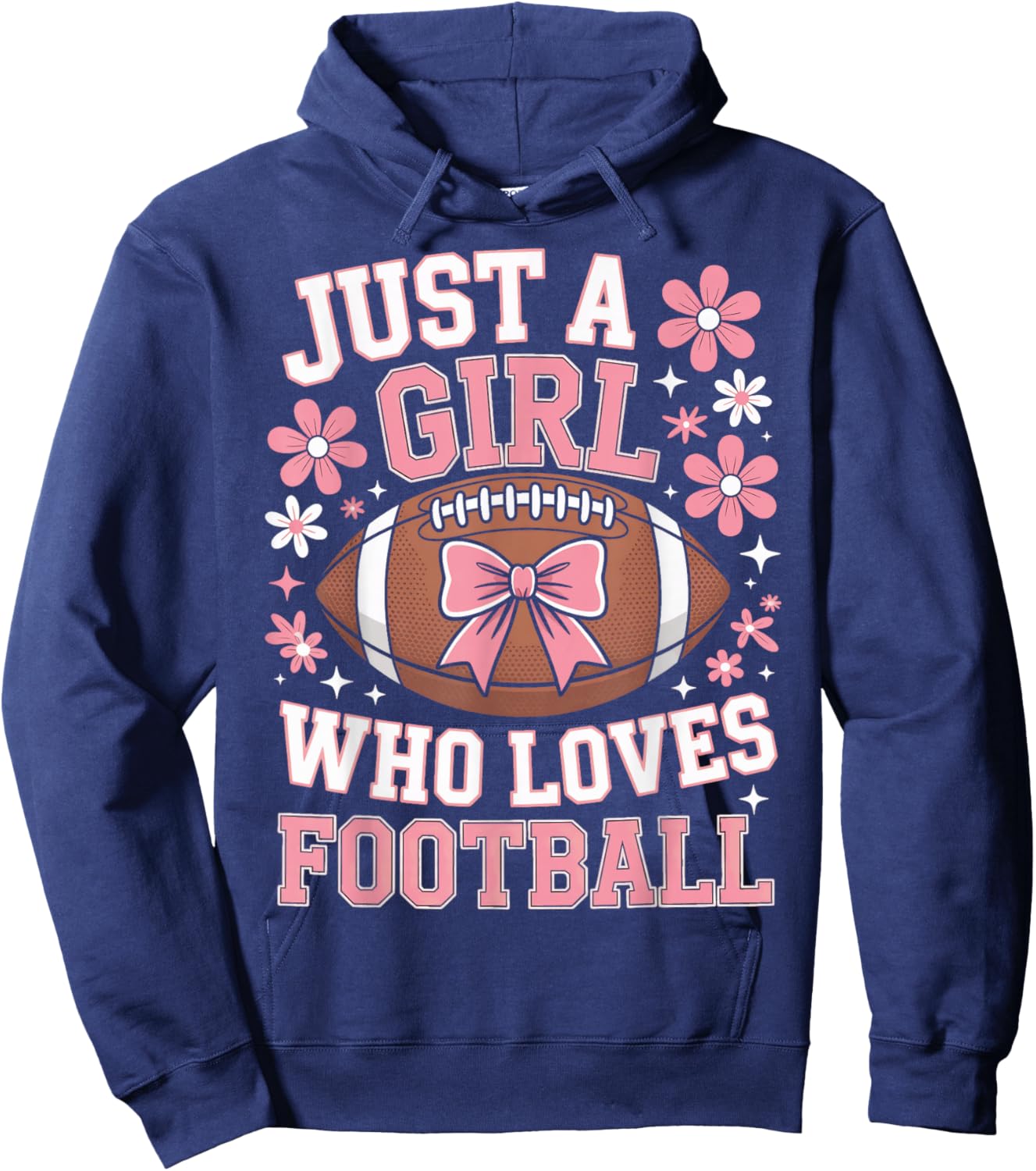 Football Fans Just A Girl Who Loves Football Athletic Girls Hoodie - Hoodie | Navy