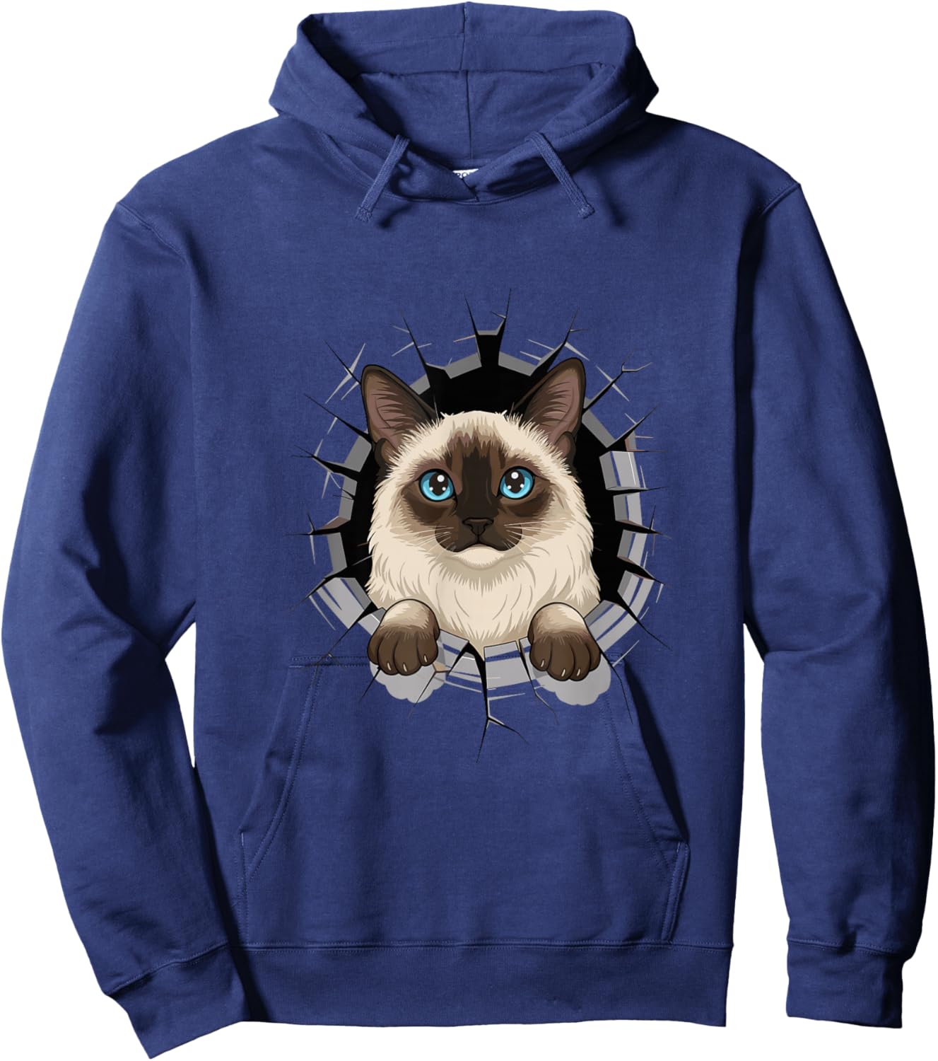 Graffiti Wall Art Balinese Cat Longhaired Siamese Hoodie - Hoodie | Navy