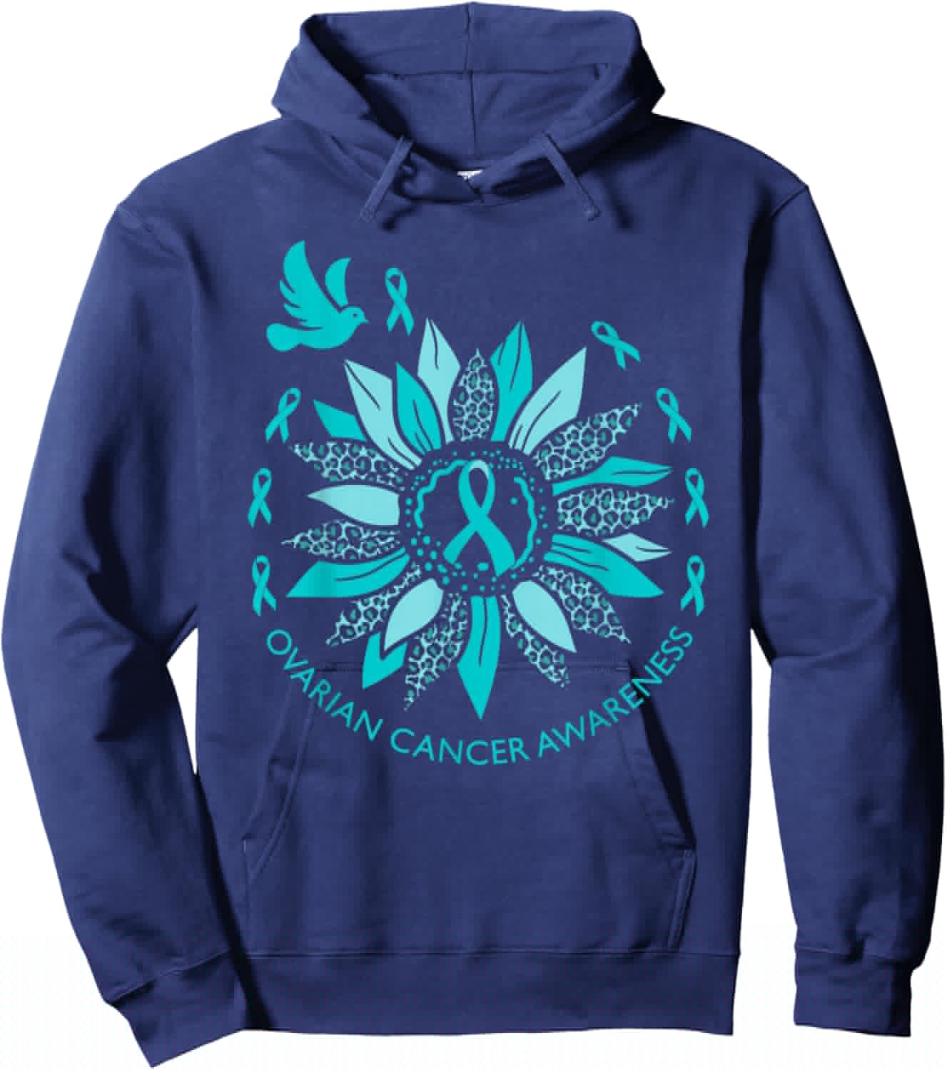 Ovian Cancer Awareness Teal Ribbon Support Squad Women Gifts Hoodie - Hoodie | Navy