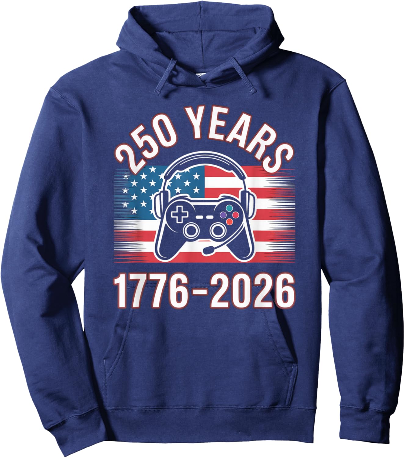 1776 2026 250 Years Anniversary Video Game Controller Hoodie - Hoodie | Navy