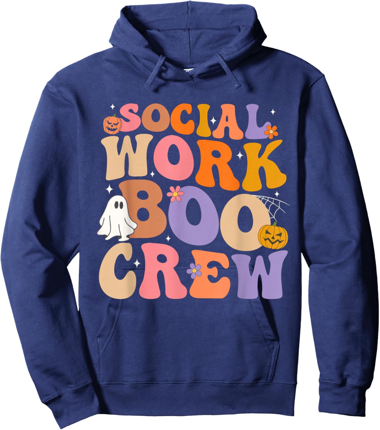 Retro Social Worker Boo Crew Halloween Spooky Psychologist Hoodie - Hoodie | Navy
