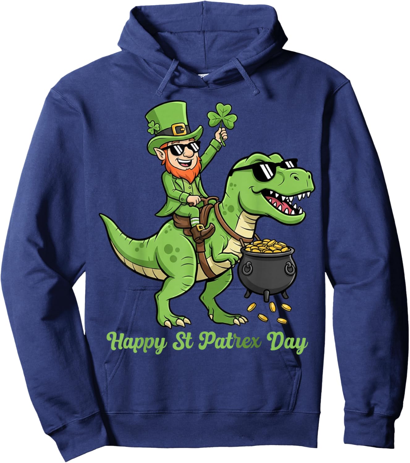 Happy St Patrex Leprechaun Dinosaure Irlandais T-Rex pour garçons Hoodie - Hoodie | Navy