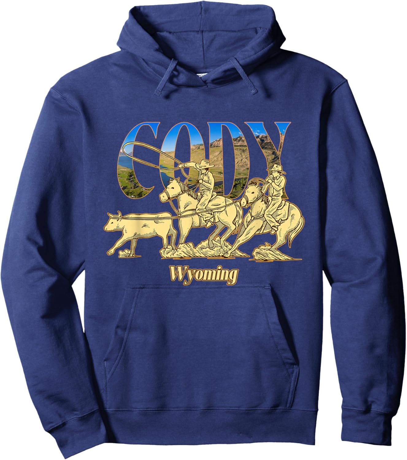 Cody Wyoming Landscape Cody Cowboy Wyoming Souvenir Hoodie - Hoodie | Navy