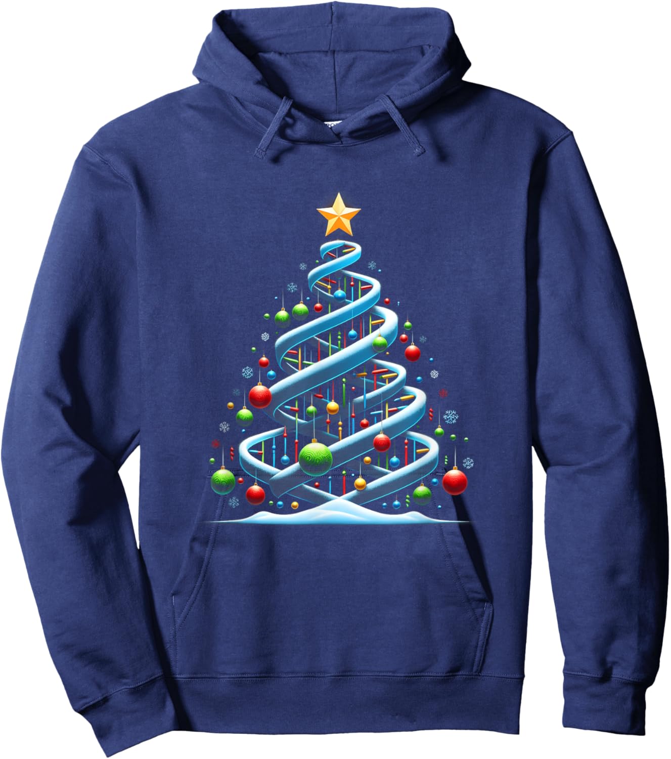 DNA Helix Christmas Tree Scientist Biology Science Teacher Hoodie - Hoodie | Navy