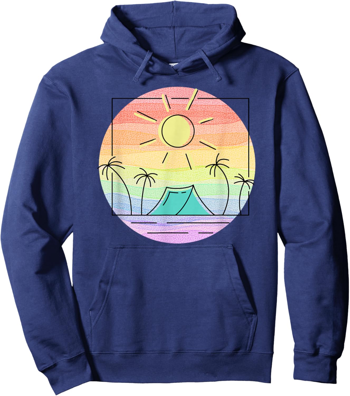 Rainbow Paradise Island Camping Getaway Graphic for campers Hoodie - Hoodie | Navy