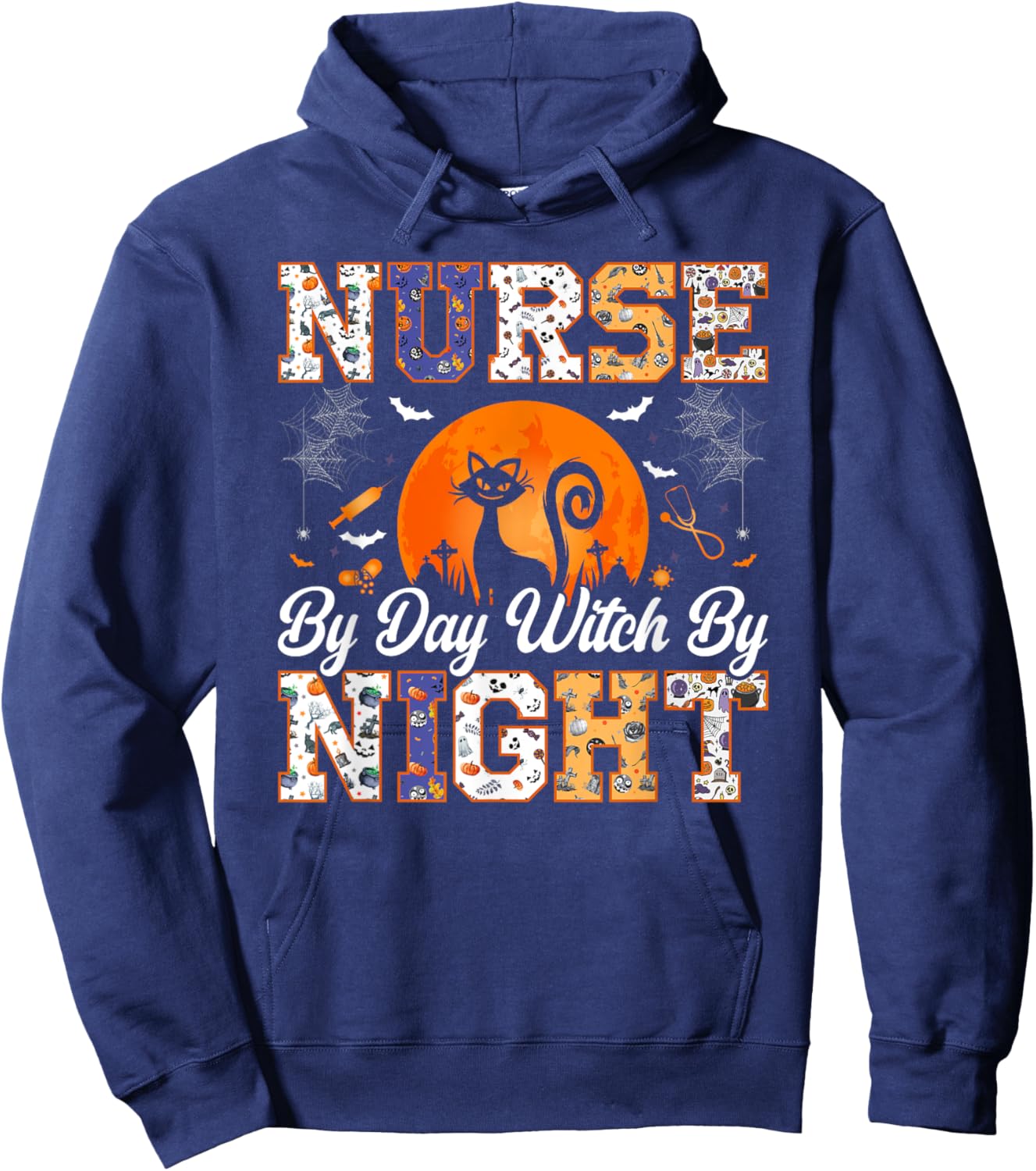 Night Halloween Boo Crew Nurse Halloween For Nurses RN Hoodie - Hoodie | Navy