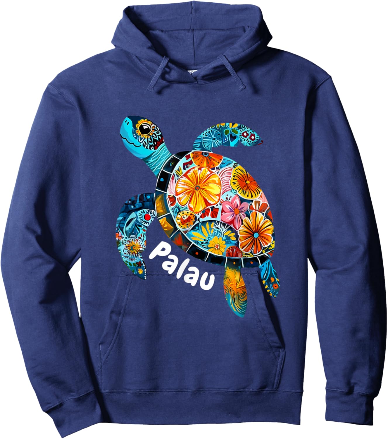 Palau Souvenir Store Palau - -Adults, -Kids - Black - Small - Short Sleeve - - Modern - Cartoon - People - Swimming - Theme Hoodie - Hoodie | Navy