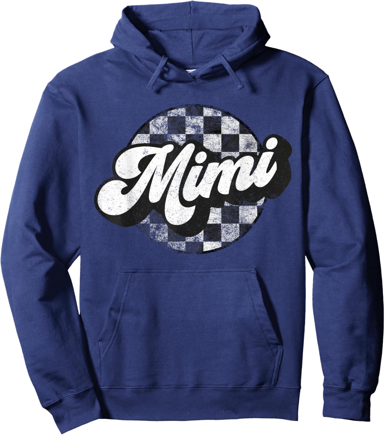 Funny Retro Checkered Mimi Race Vintage Matching Family Hoodie - Hoodie | Navy