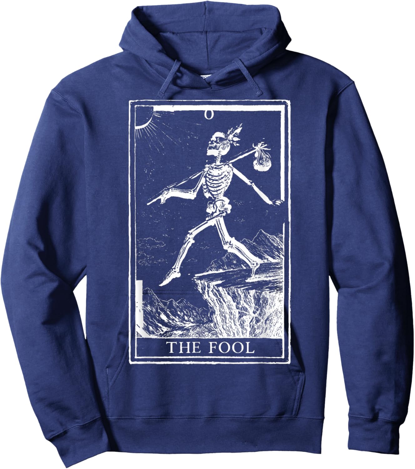 Dark Academia Tarot Card The Fool Skeleton Dog Goth Occult Hoodie - Hoodie | Navy