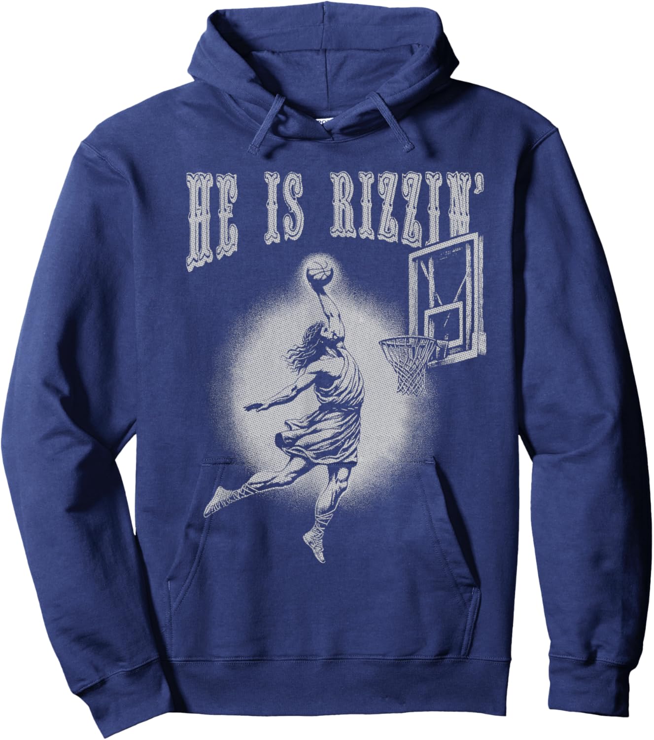 Rizzin Christian Easter Graphic Jesus Playing Basketball Hoodie - Hoodie | Navy