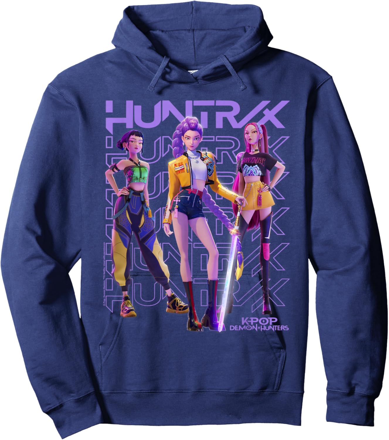 Kpop Demon Hunters Huntrix Trio Officially Licensed Hoodie - Hoodie | Navy