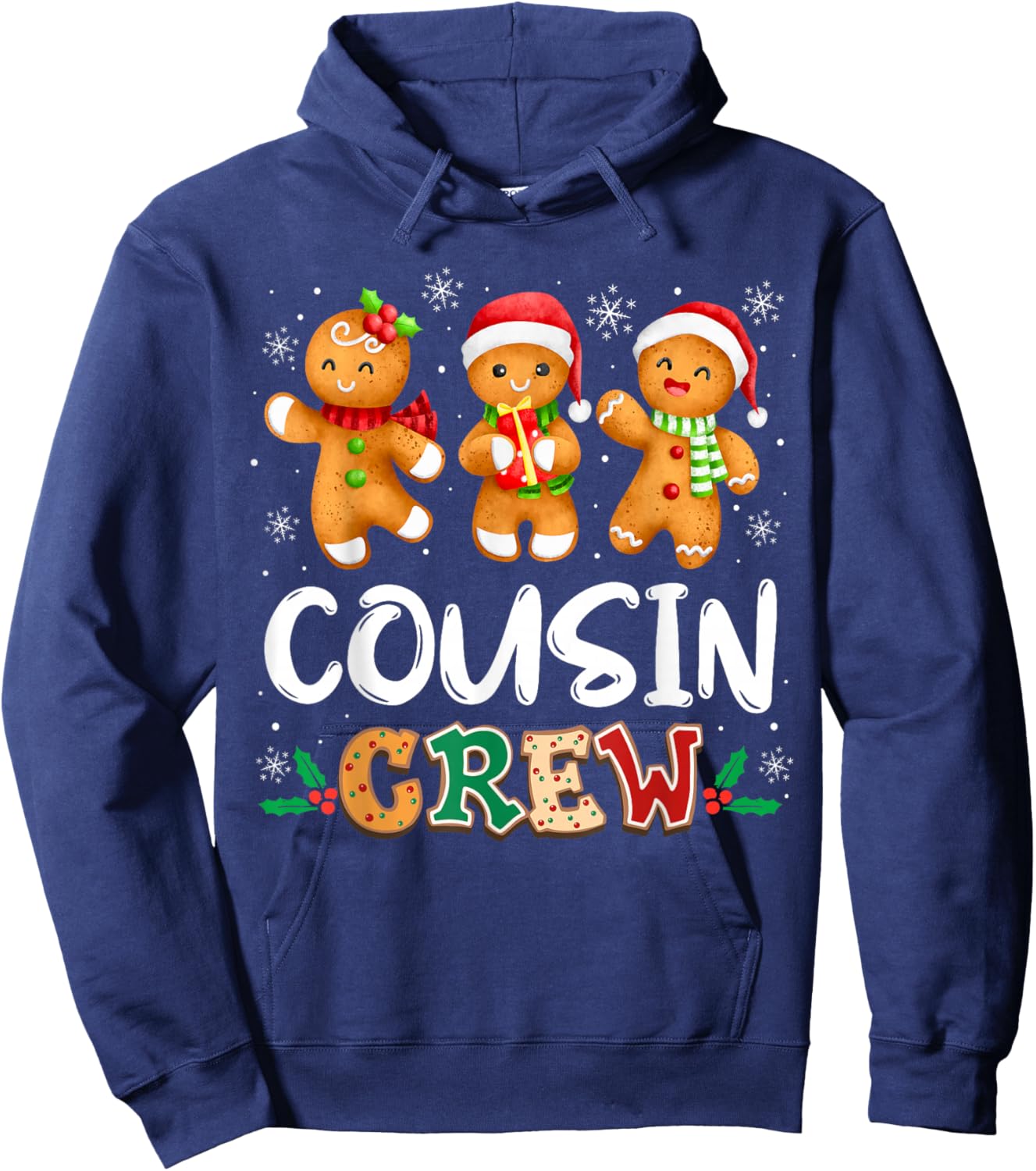 Cousin Crew Christmas Pajama Shirt Gingerbread Man Hoodie - Hoodie | Navy