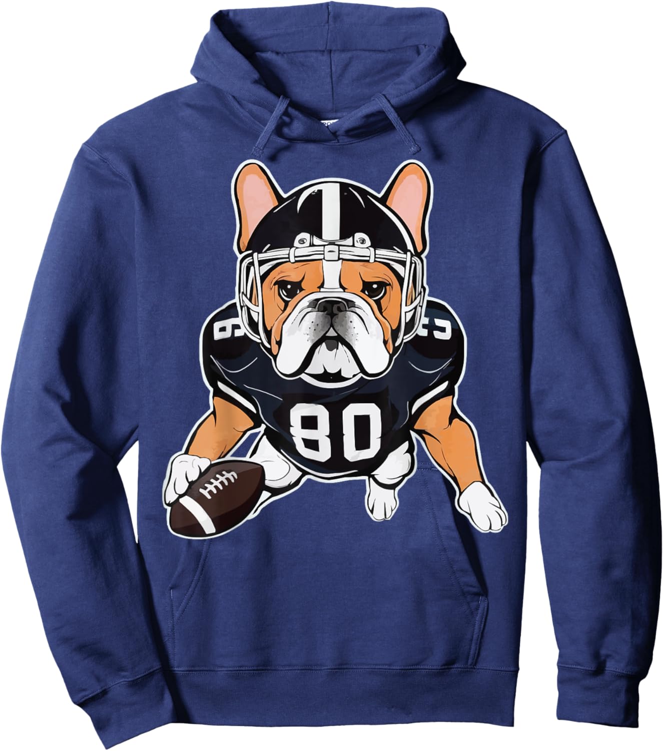Funny Dog Lover French Bulldog American Football Player Hoodie - Hoodie | Navy