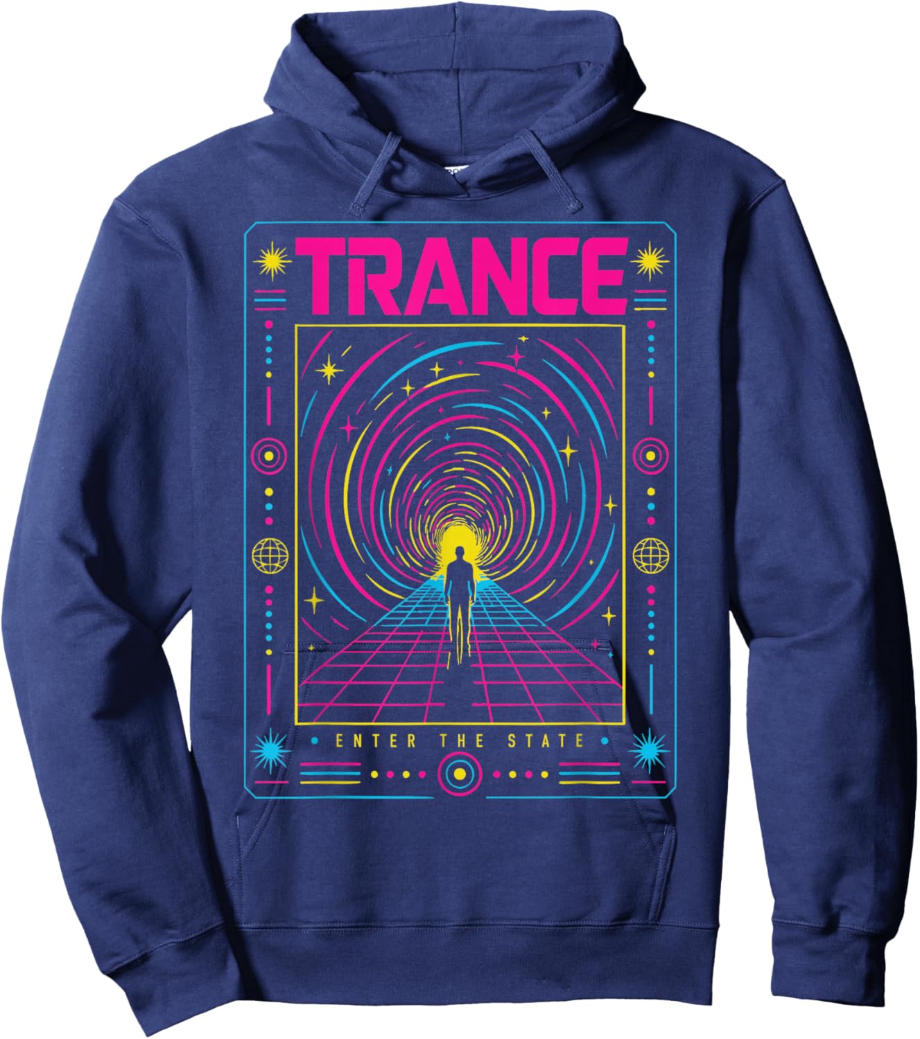 Trance Portal Tunnel Raving Retro Future Rave Music Festival Hoodie - Hoodie | Navy