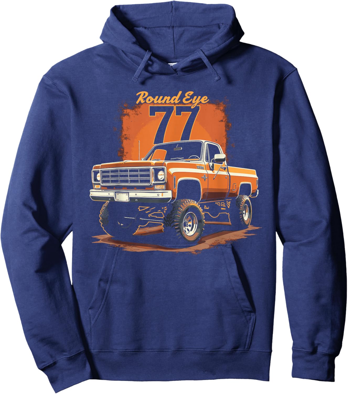 1977 Squarebody Truck Round Eyes K10 Square body 4x4 Truck Hoodie - Hoodie | Navy