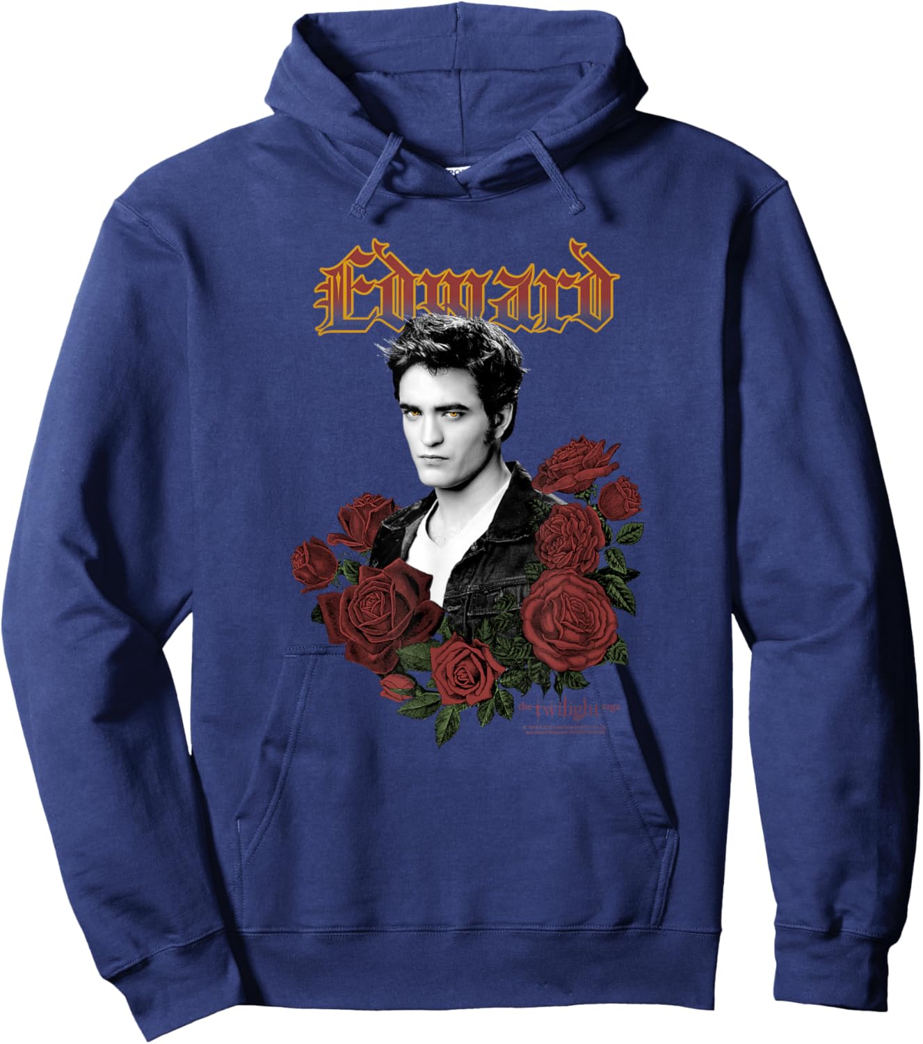Twilight Edward Goth Print with Roses Vintage Movie Hoodie - Hoodie | Navy