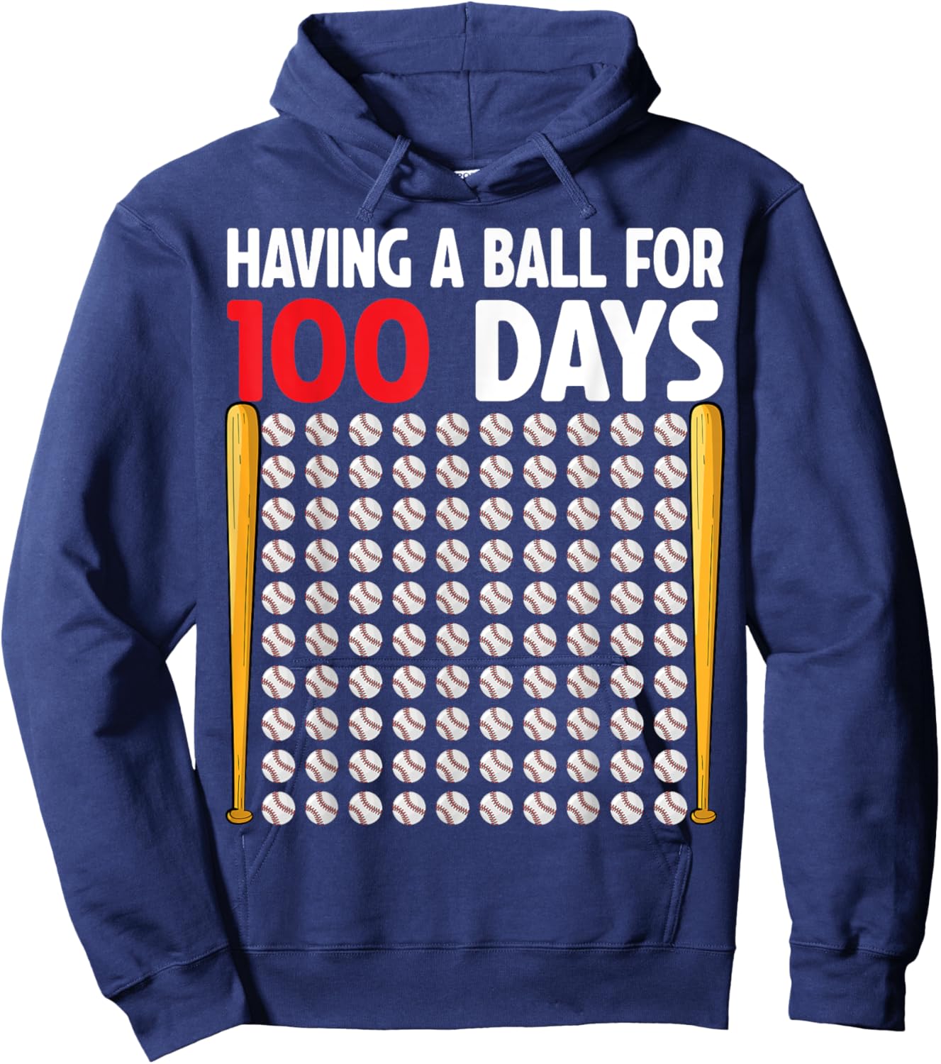 100 Days Of School Baseball Boys Kids 100th Day of School Hoodie - Hoodie | Navy