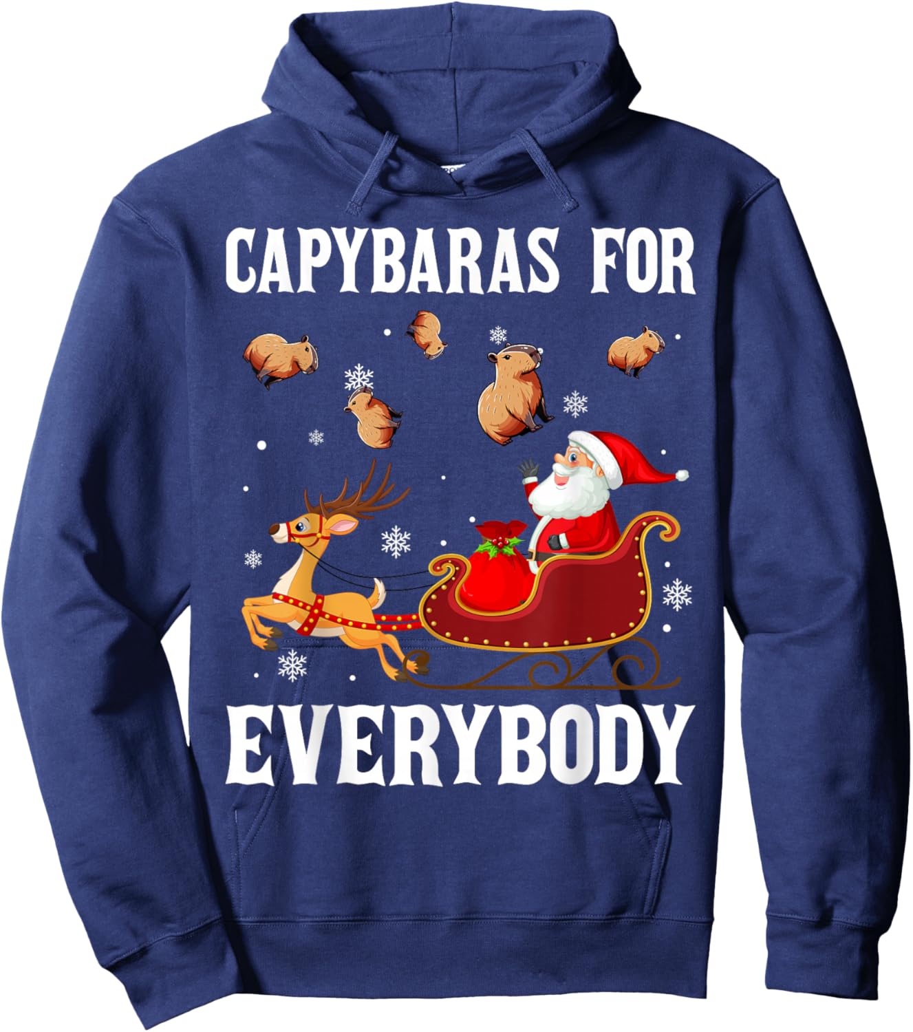 Capybaras For Everybody Christmas Santa Claus Capybara Xmas Hoodie - Hoodie | Navy