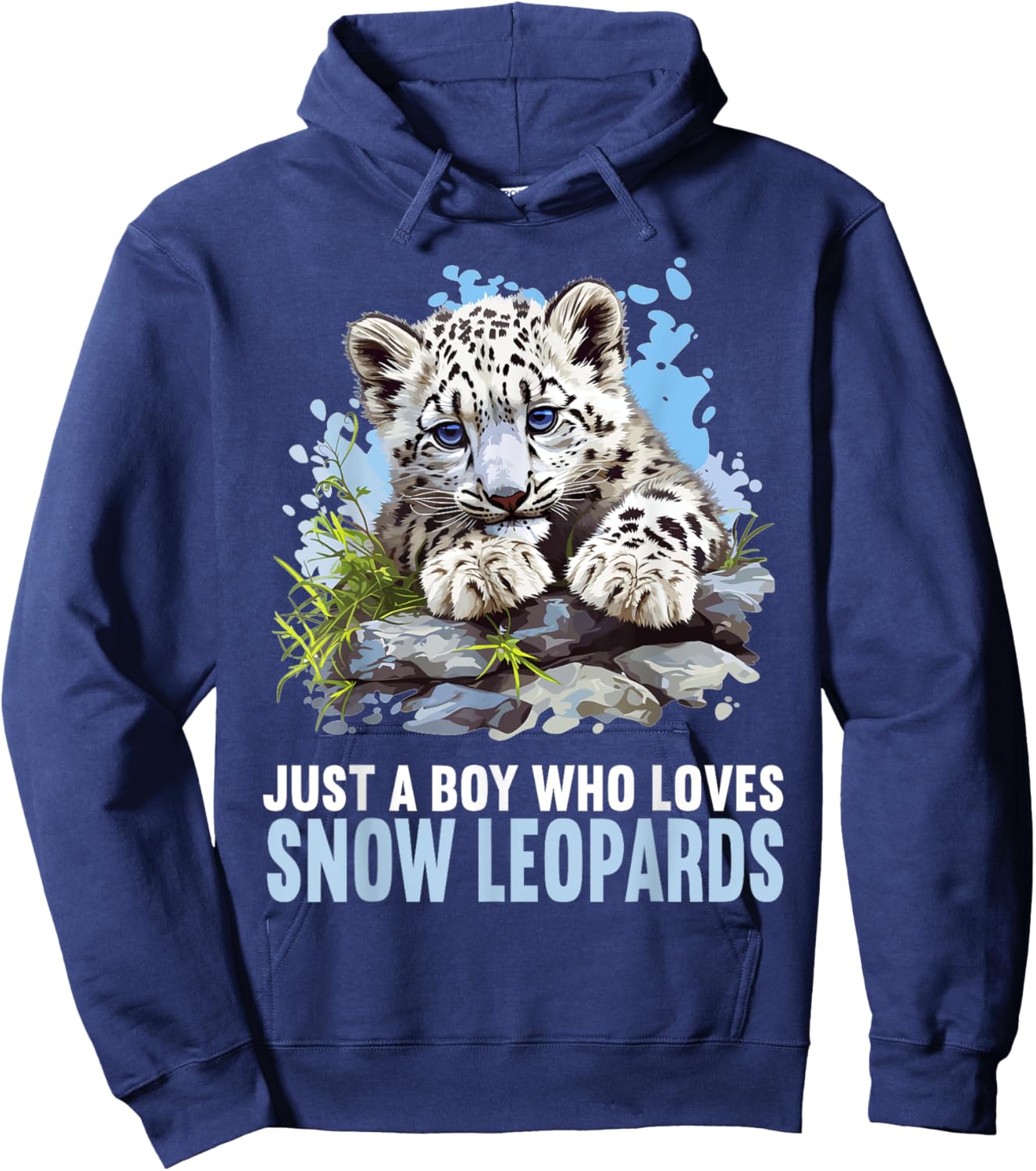 Just a Boy who loves Snow Leopards Lovers Snow Leopard Hoodie - Hoodie | Navy