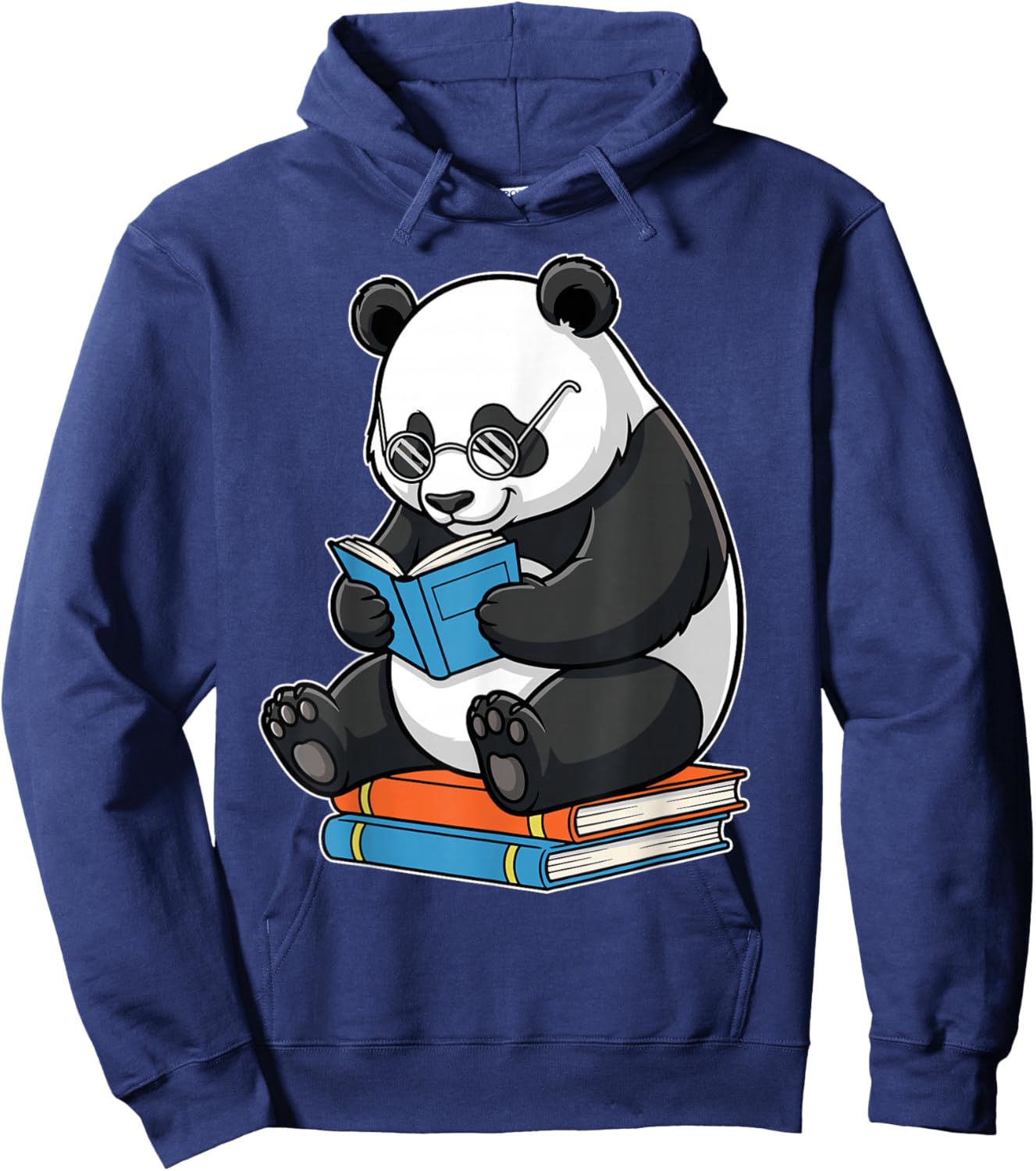 Funny Panda with Glasses Reading Book Librarian Panda Hoodie - Hoodie | Navy