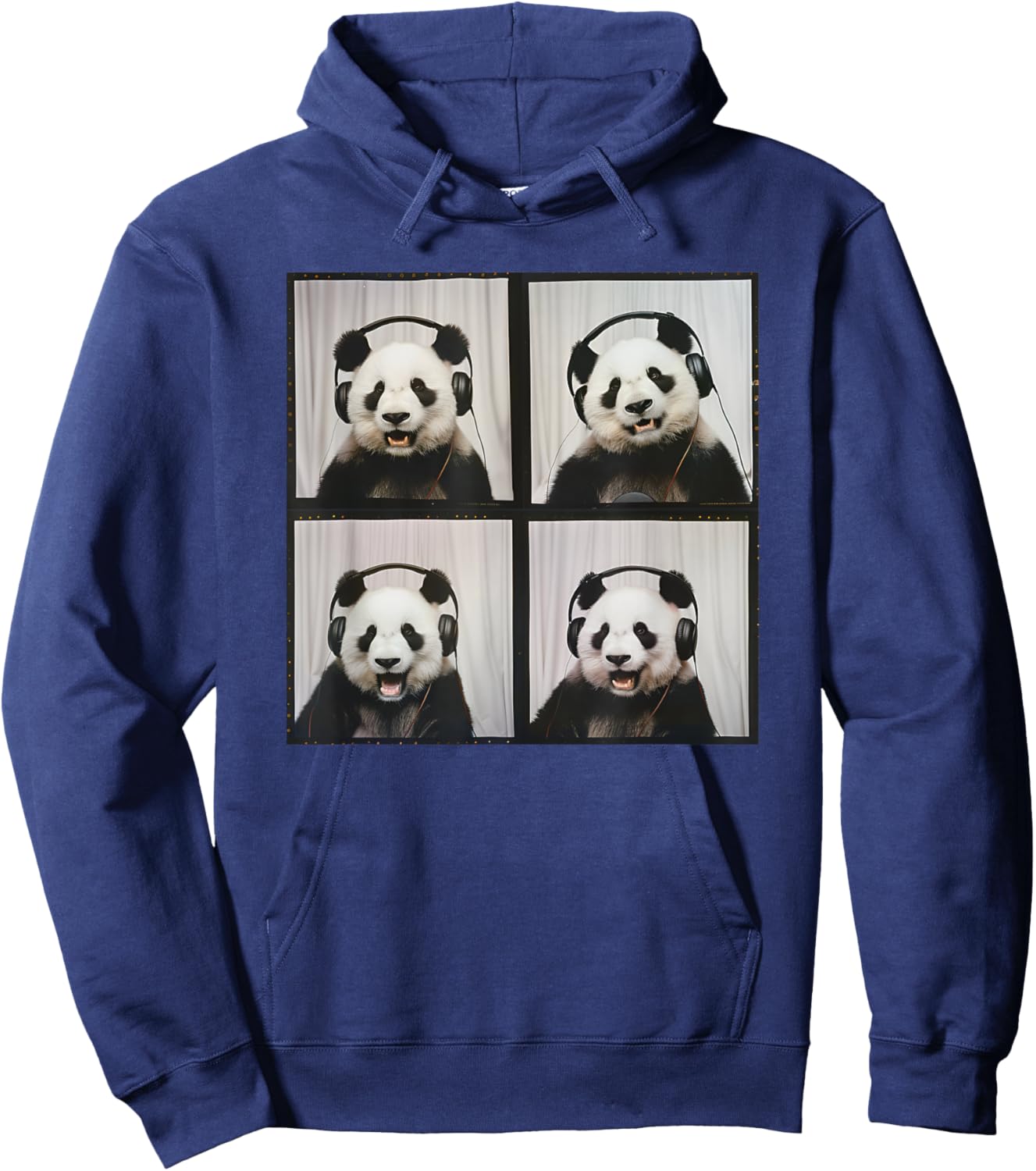 Panda Wearing Headphones Animal Music Photobooth Cool Panda Hoodie - Hoodie | Navy