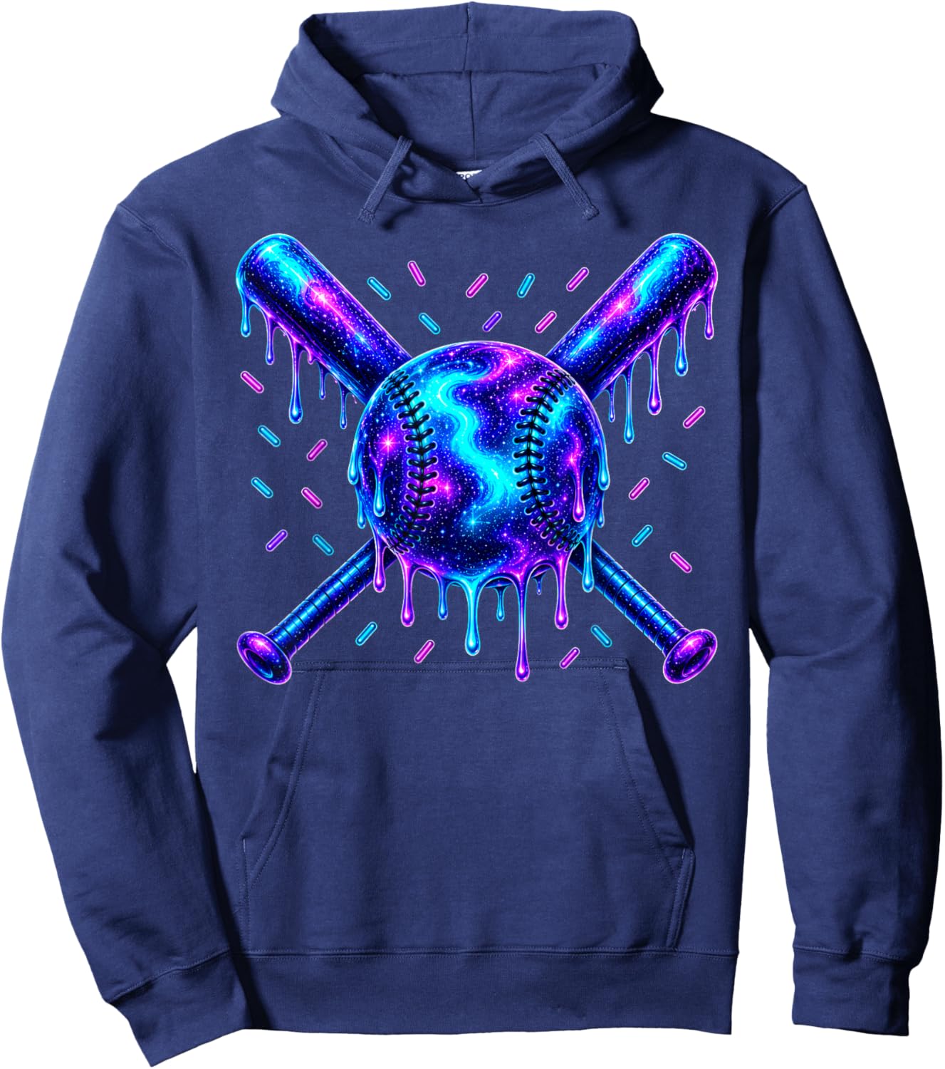 Baseball Drip Ice Cream Boys Cosmic Baseball Glow Hoodie - Hoodie | Navy