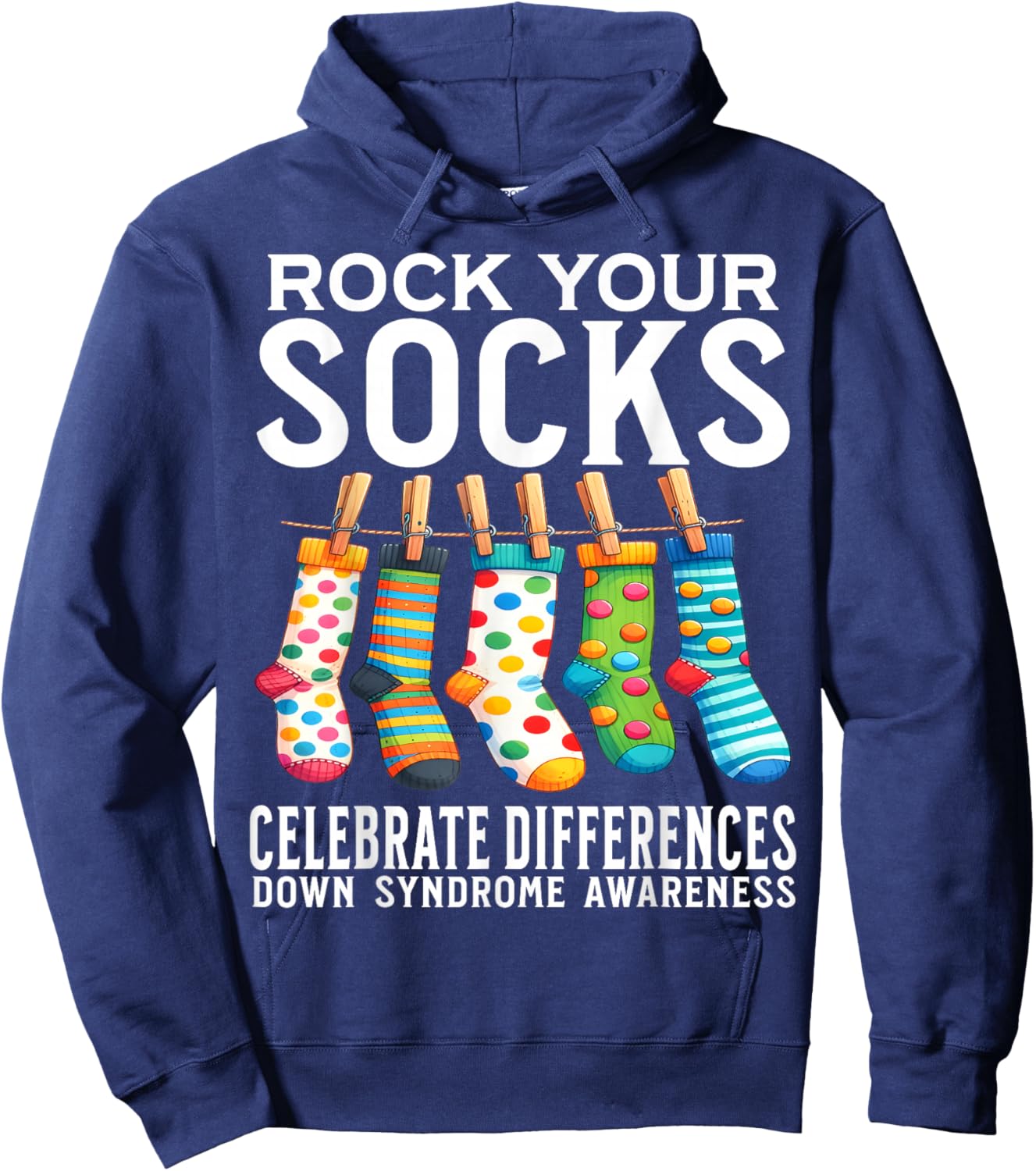 Rock Your Socks Down Syndrome Awareness Support Gifts Kids Hoodie - Hoodie | Navy