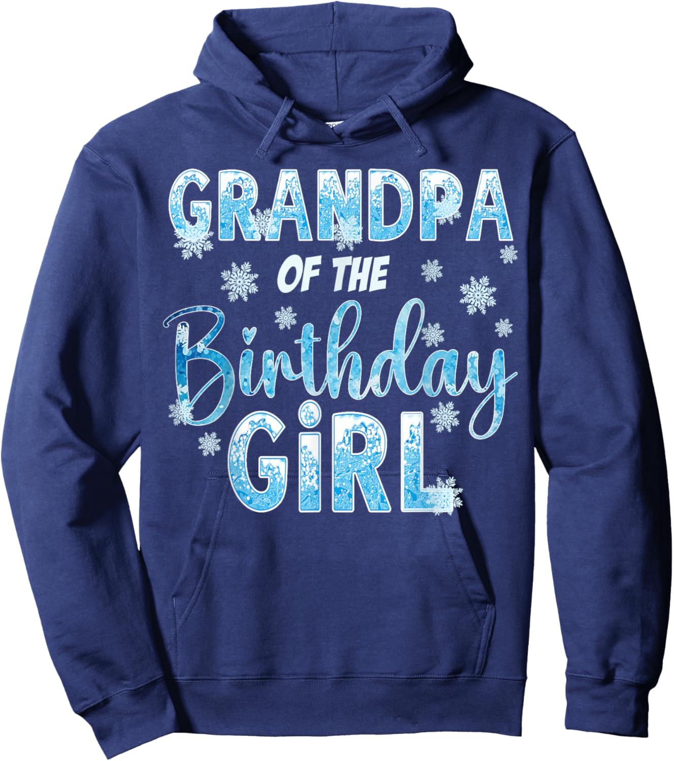 Grandpa Of The Birthday Girl Snowflakes Themed Matching Hoodie - Hoodie | Navy