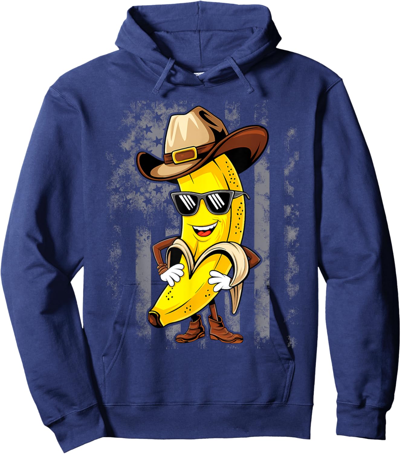 Banana Cowboy Cowgirl Country Western Novelty Funny Banana Hoodie - Hoodie | Navy