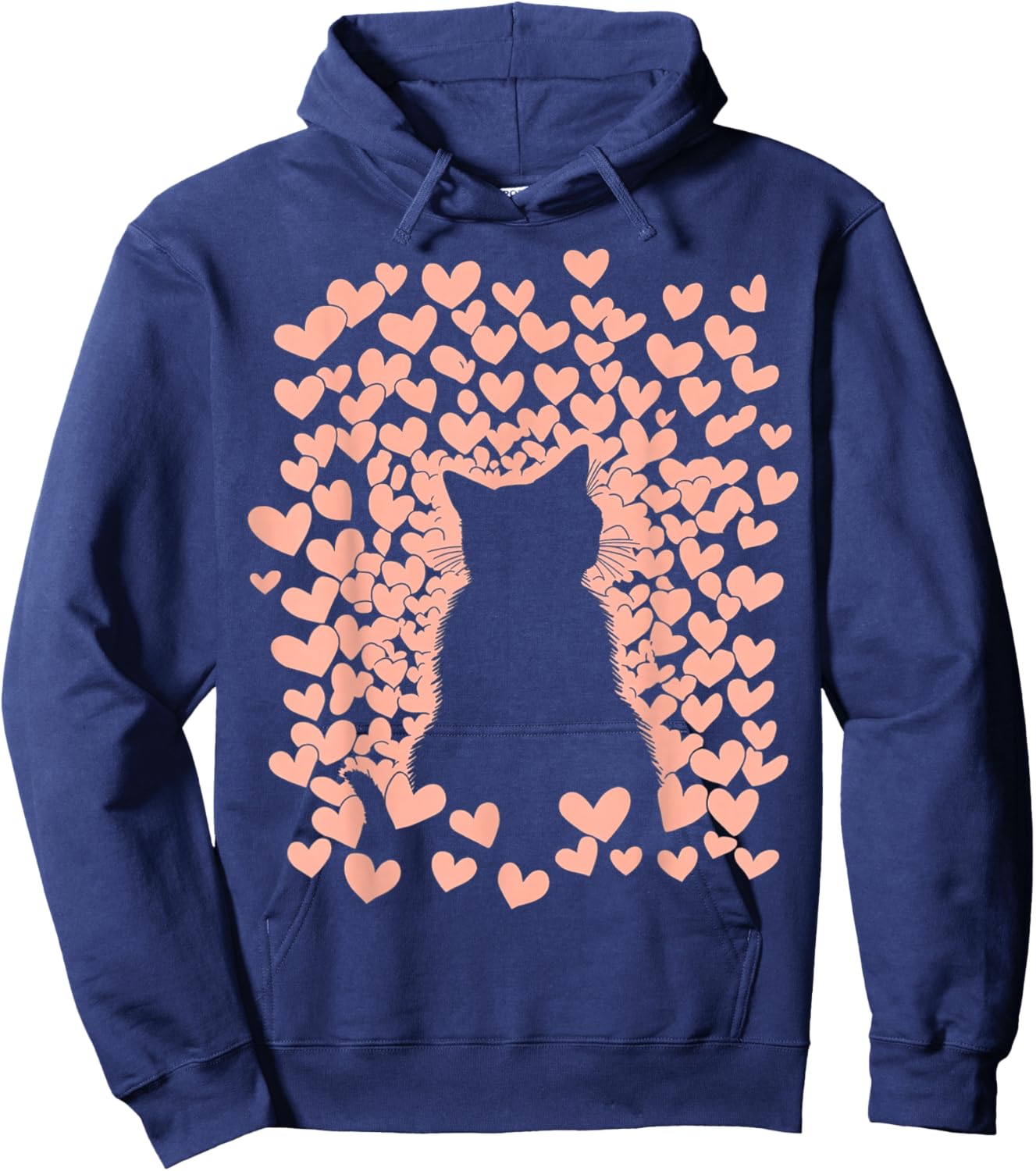 Valentines Day Design With A Cat On It Vintage Cat Valentine Hoodie - Hoodie | Navy