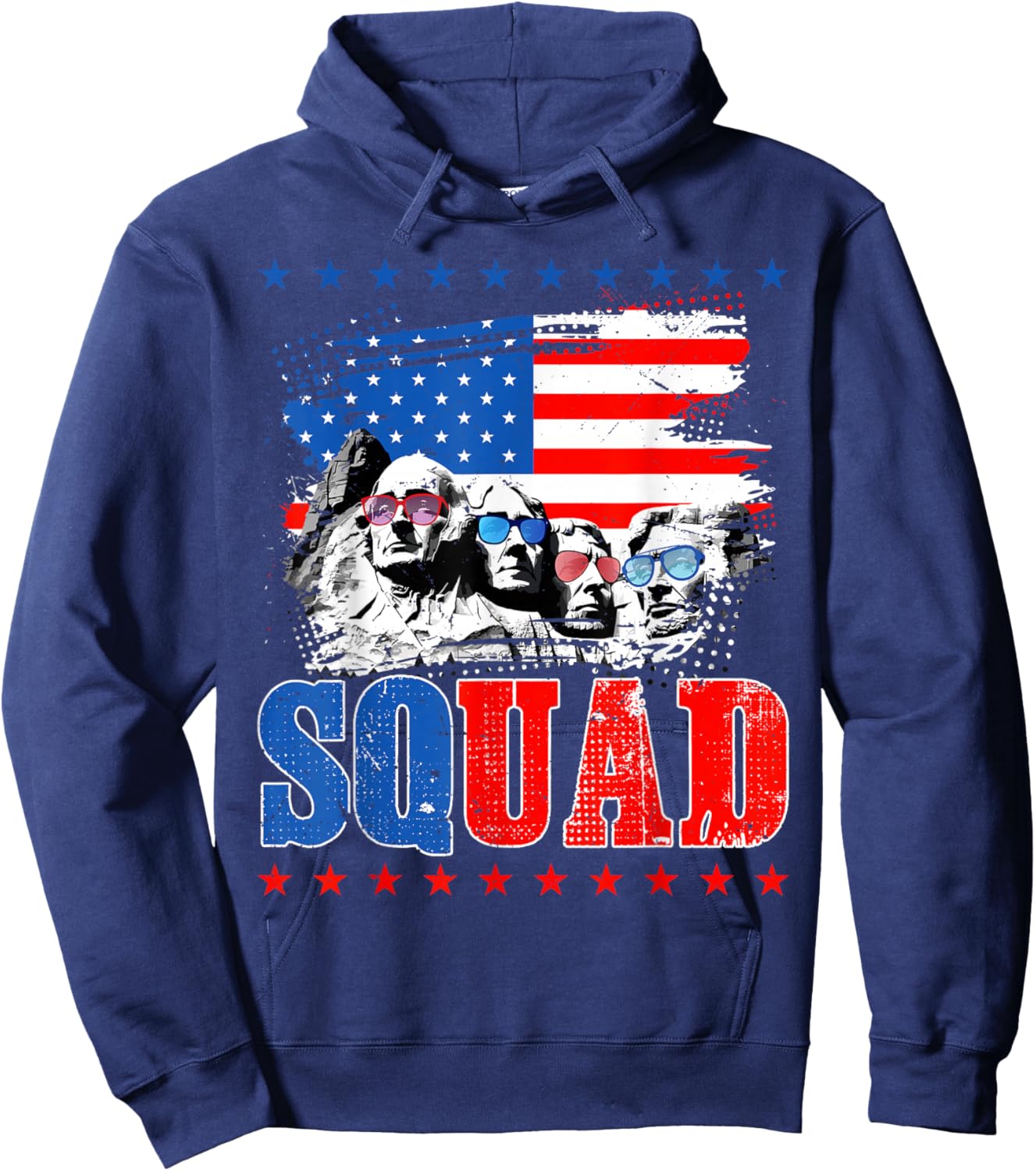 Retro Mount Rushmore 4th Of July Squad USA Independence Day Hoodie - Hoodie | Navy