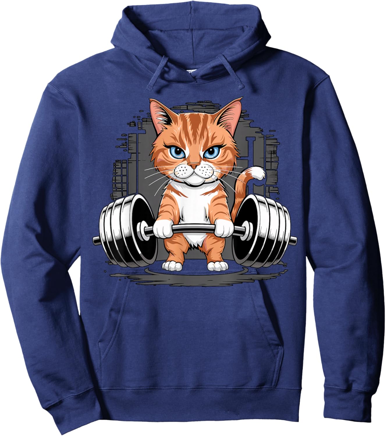 Orange Cat Bodybuilder Fitness Gym Hoodie - Hoodie | Navy