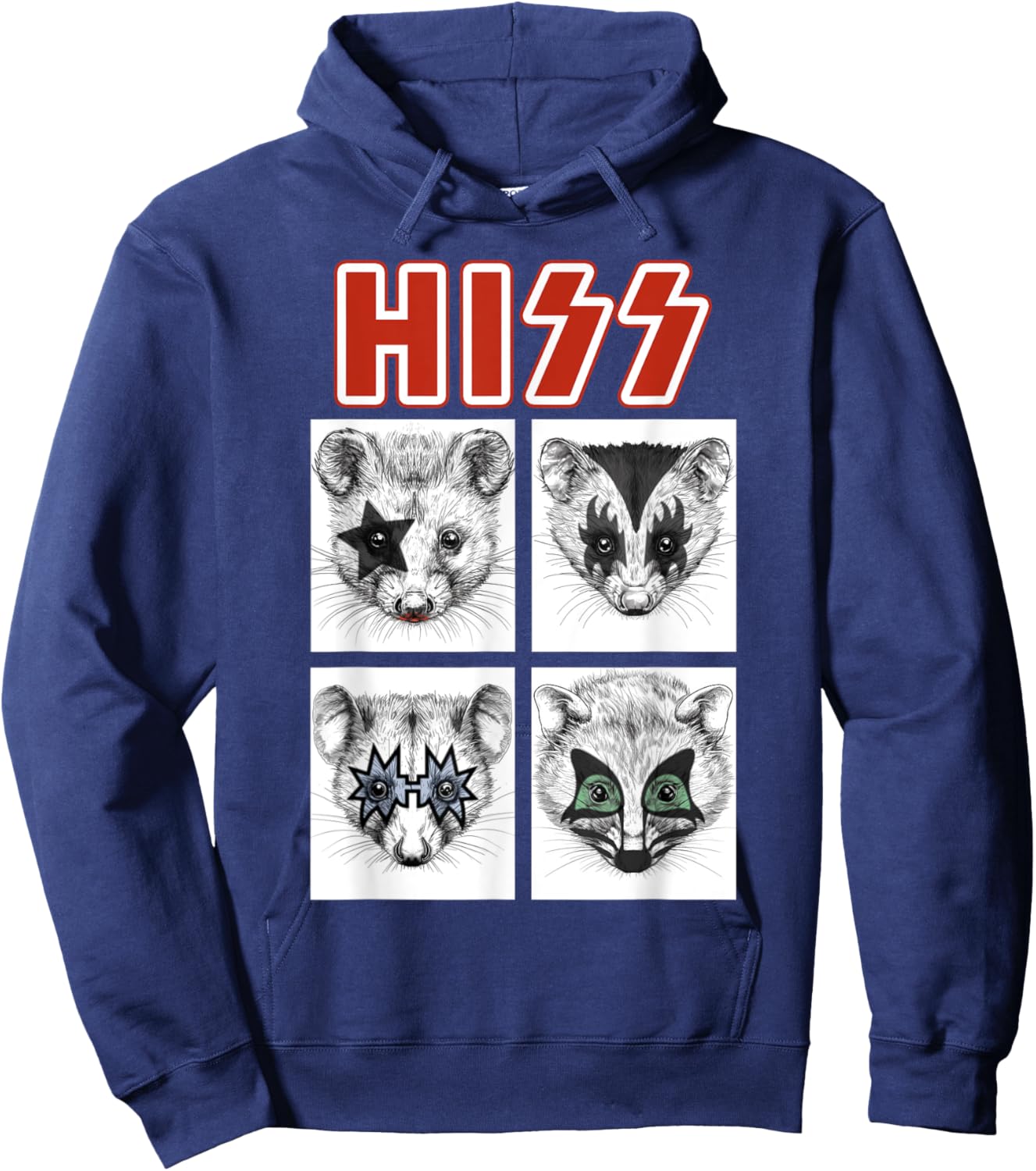 Retro Opossum Rock Music Band Concert 80s 90s Funny Opossum Hoodie - Hoodie | Navy