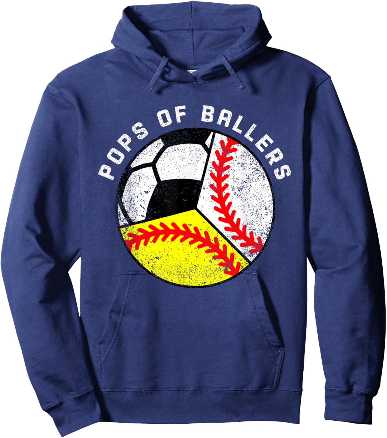 Pops Of Ballers Funny Baseball Softball Soccer Pops Hoodie - Hoodie | Navy