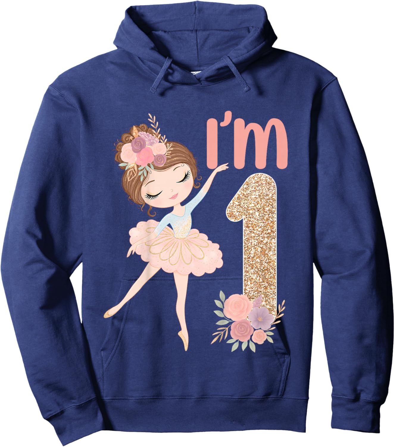 1st Birthday Ballerina Party Ballet Dancer Outfit Girls Hoodie - Hoodie | Navy