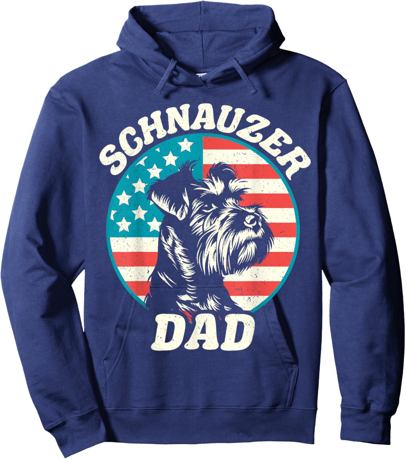 Schnauzer Dad Dog Patriotic Father Pet USA Hoodie - Hoodie | Navy