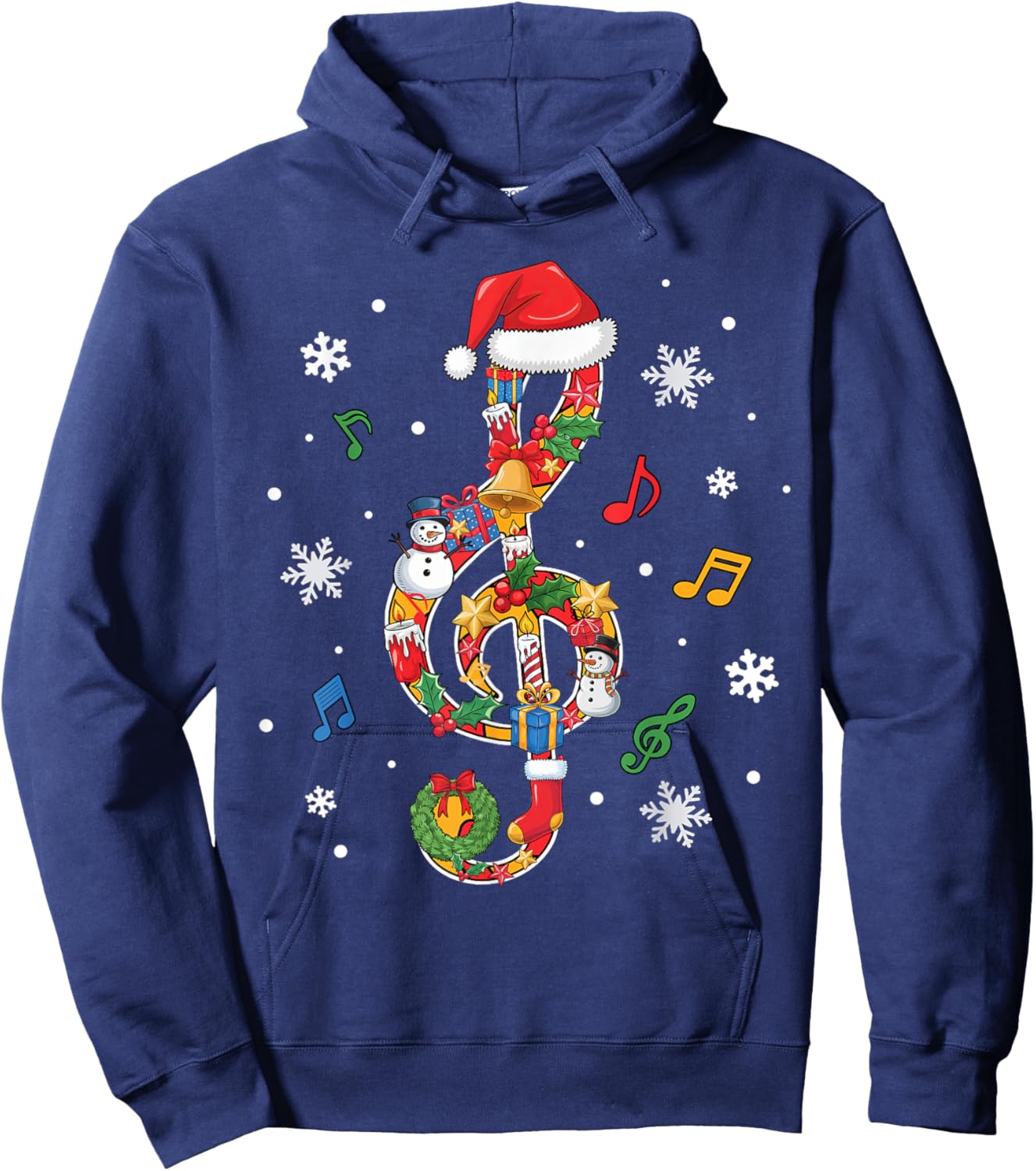 Merry Christmas Musical Note Music Lover Kids Music Teachers Hoodie - Hoodie | Navy