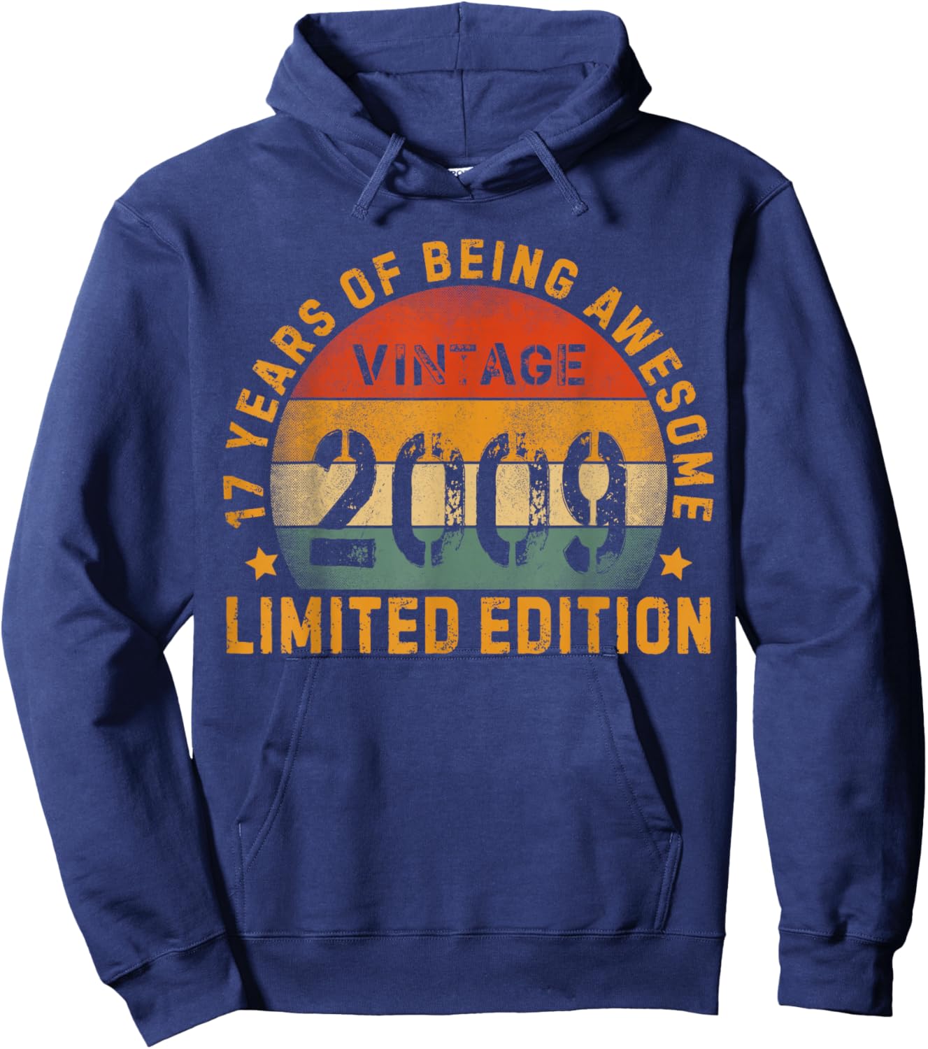 Vintage 2009 17th Birthday 17 Years Being Awesome Men Kids Hoodie - Hoodie | Navy