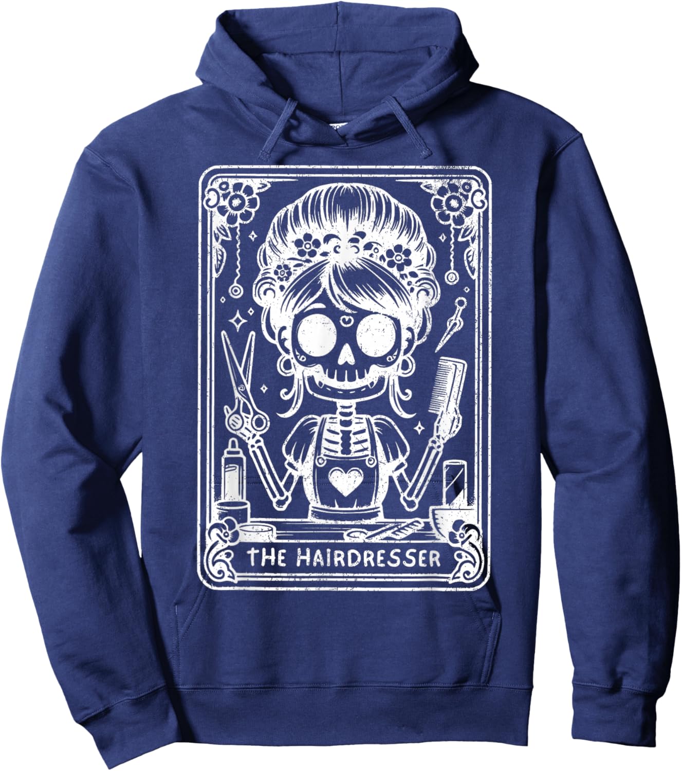 The Hairstylist Tarot Card Hairdresser Skeleton Hair Stylist Hoodie - Hoodie | Navy