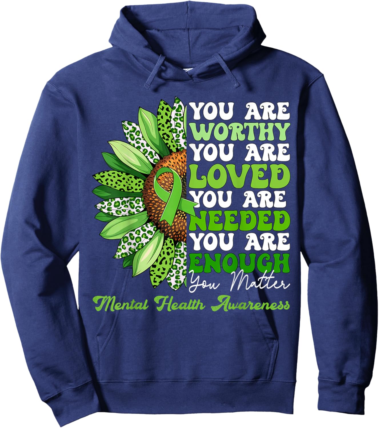 Motivational Support Warrior Mental Health Awareness Gifts Hoodie - Hoodie | Navy