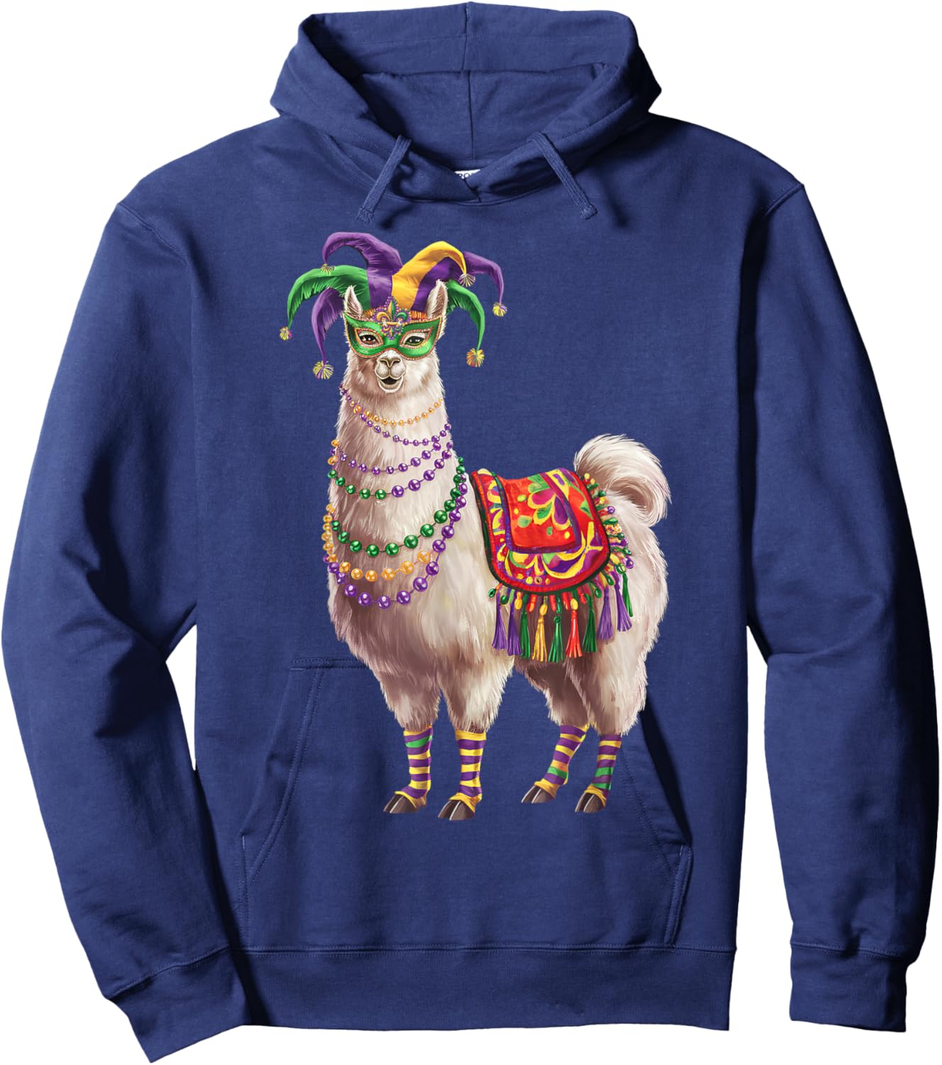 Mardi Gras Funny Llama No Probllama New Orleans Louisiana Hoodie - Hoodie | Navy
