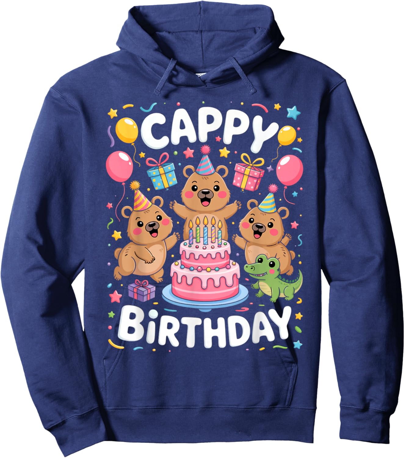 Cappy Birthday Cute Capybara Lovers Birthday Boys Girls Hoodie - Hoodie | Navy