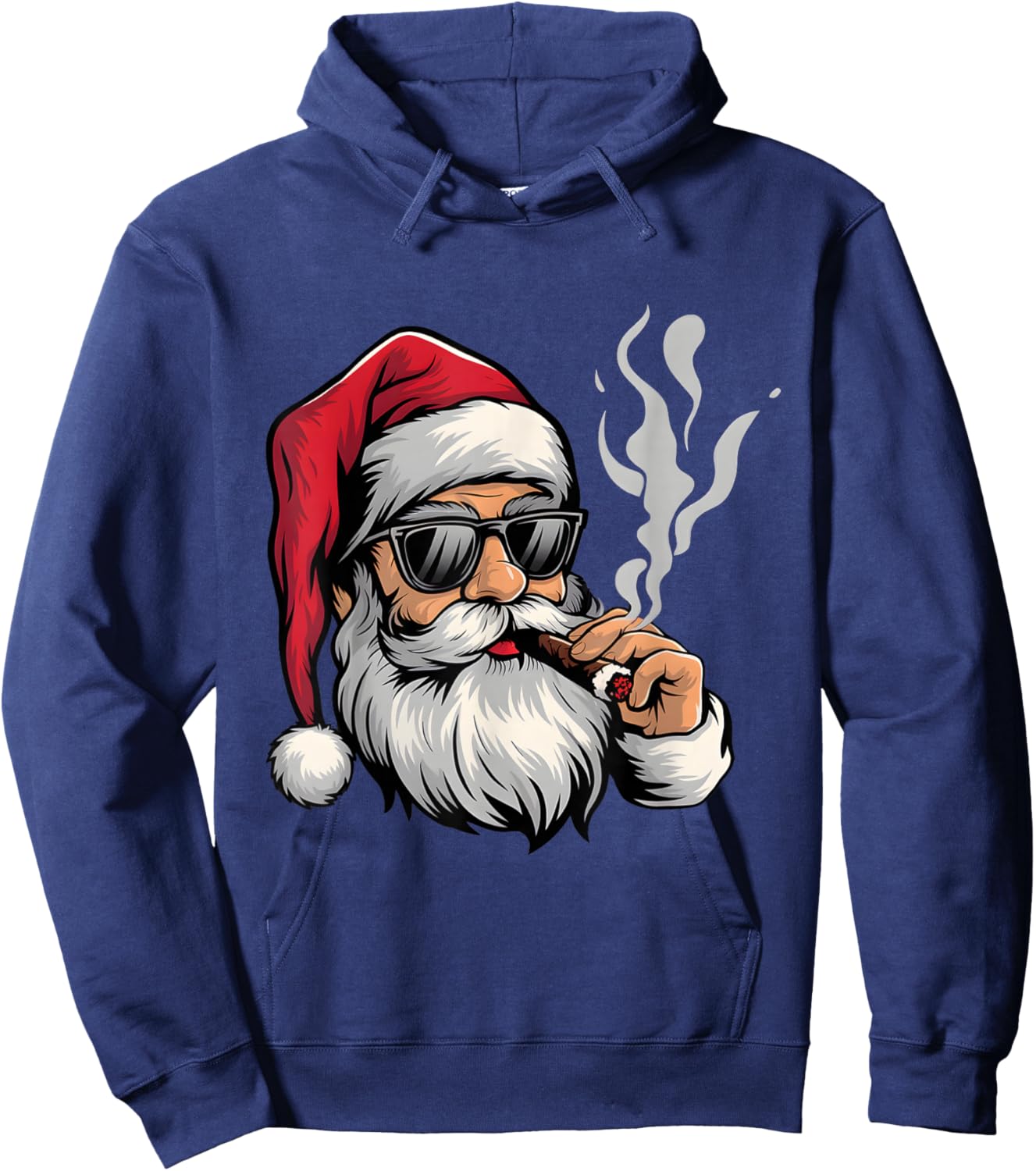 Cool Santa Smoking Cigar Funny Holiday Christmas Design Hoodie - Hoodie | Navy
