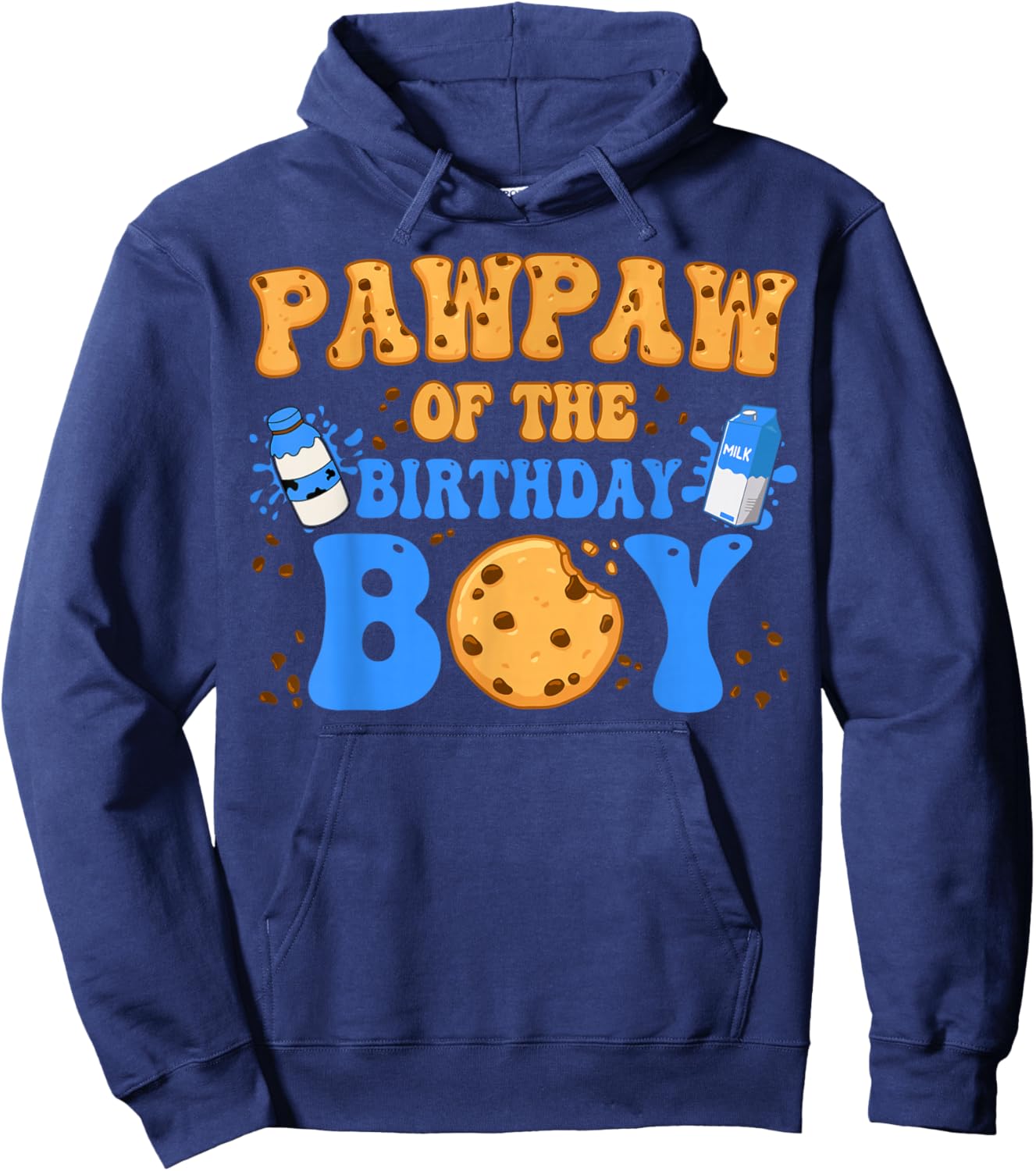 Pawpaw Of The Birthday Boy Milk and Cookies Lover Hoodie - Hoodie | Navy