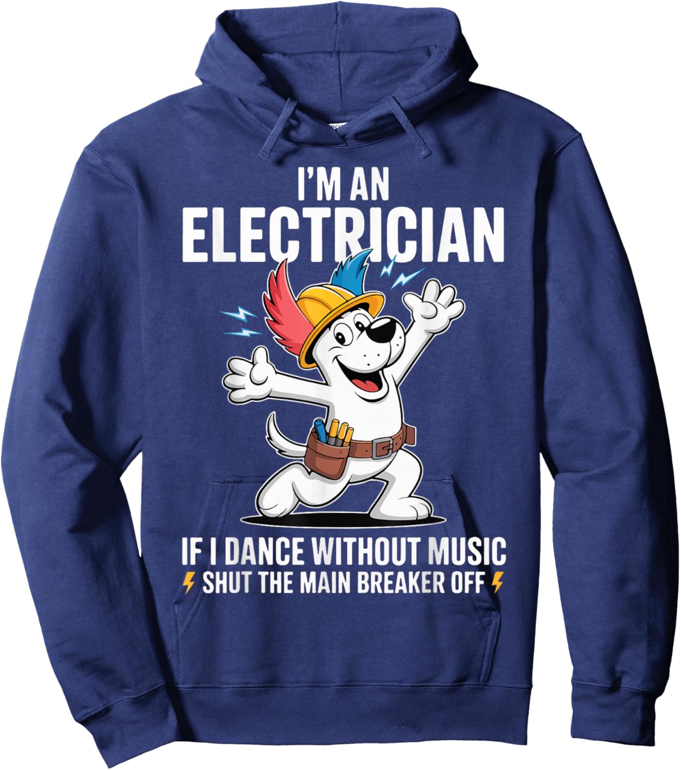 Funny Electrician Dog Skeleton Humor Electrical Worker. Hoodie - Hoodie | Navy