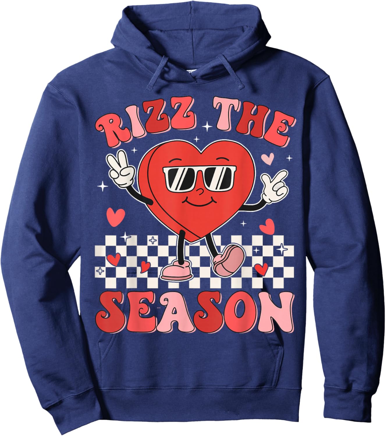 Rizz the Season Funny Valentine Groovy Valentine Rizzler Hoodie - Hoodie | Navy